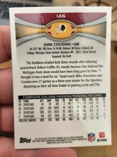 2012 TOPPS CHROME FOOTBALL COMPLETE YOUR SET PICK CARD 1-220 MINT! TOM BRADY  - Picture 286 of 424