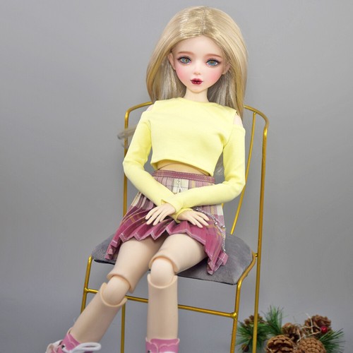 Komplettes Set 22 Zoll BJD Puppe 1/3 bewegliches Gelenk weibliche Mädchen + komplette Outfits zusammengebaut - Bild 14 von 23