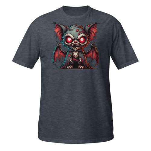 Demonic Bat T-Shirt | Red-Eyed Cartoon Vampire Bat | Horror Goth Tee - Picture 6 of 33