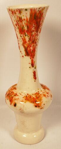 Vintage Bud Vase MCM Orange Speckled Splatter Drip Glaze Ceramic Hobbyist A81 - Picture 3 of 7
