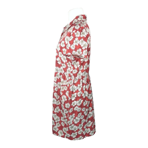 NEW Red Floral Button Up Shirt Dress Size 14 Lightweight Holiday BNWOT - Picture 4 of 14