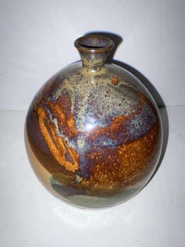 Handcrafted Pottery Pot Vase Drip Glaze Artisan Signed - Picture 1 of 5