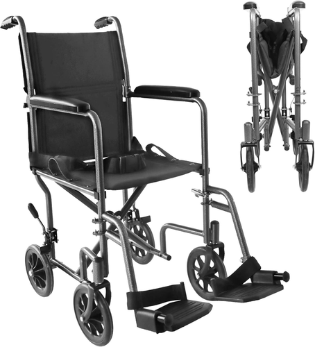 Sedia a Rotelle Pieghevole Leggera (Stretta 38 Cm), Compatta in Acciaio per Disa - Foto 7 di 12