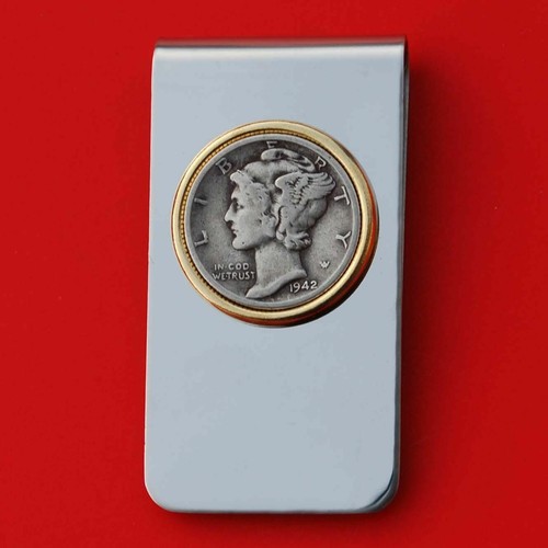 USA 1916 ~ 1945 Mercury Dime 90% Silber Münze zweifarbig Edelstahl Geldklammer - Bild 31 von 34