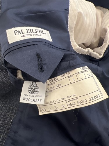 Pal Zileri Men's Dark Navy Blue Gray Plaid Wool Blazer 40S $2,595 - Picture 7 of 9