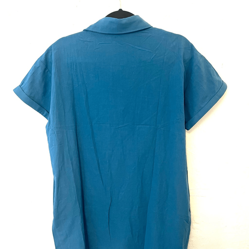 Zeagoo Blue Cotton Shirt Dress Size Large NEW Short Sleeve Pockets Casual - Picture 8 of 9
