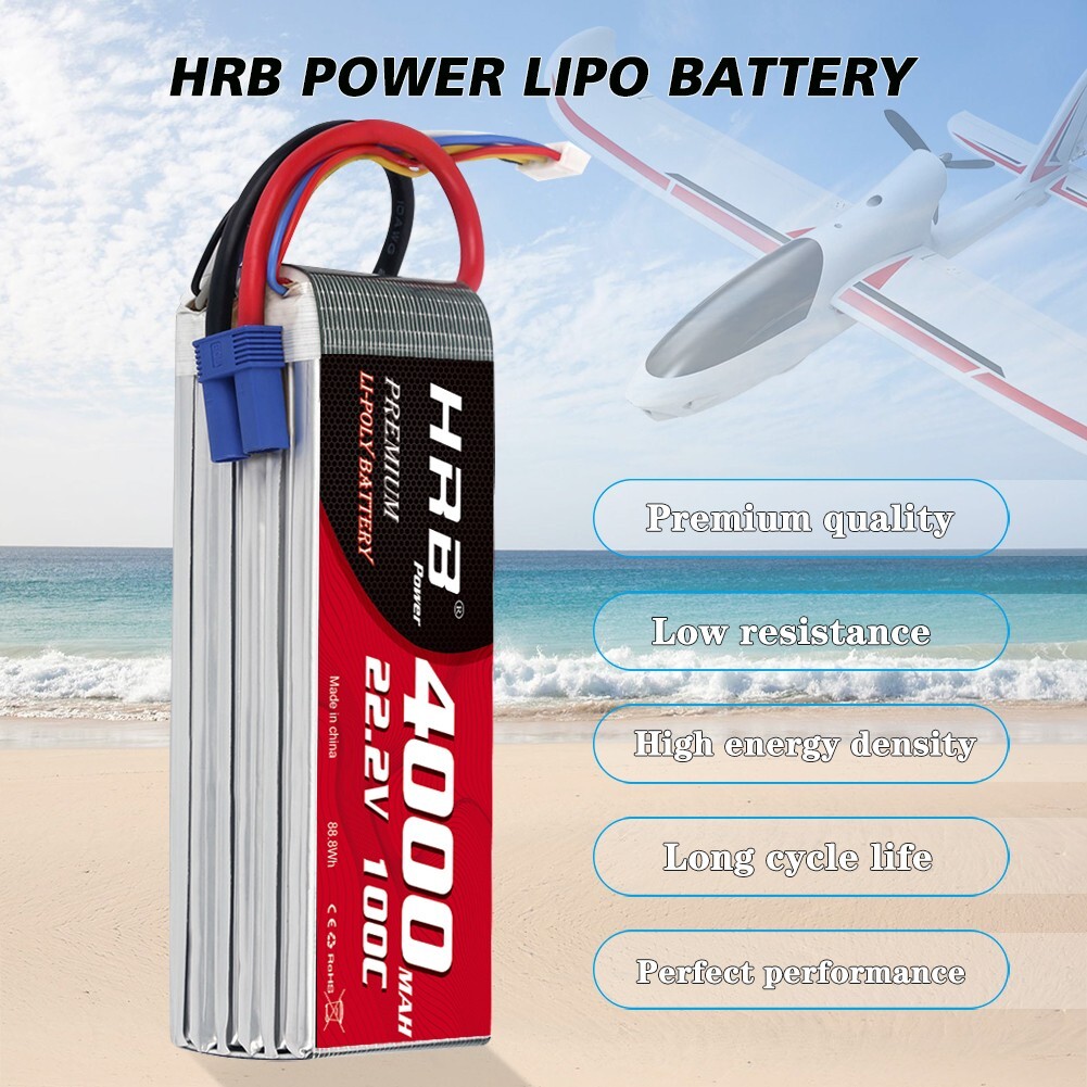 HRB 6S 4000mAh 60C Lipo Battery 2-Pack With EC5 Connector & Safety Bag