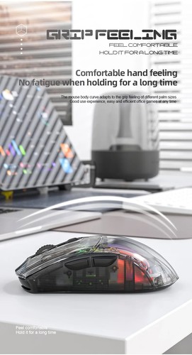Attack Shark X2PRO Gaming Mouse Transparent Optical Wireless Wired RGB PC USB - Picture 6 of 14