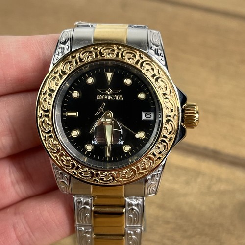 NEW Invicta 21898 Pro Diver Ladies Wrist Watch Gold Bezel Black Face 200m - Picture 9 of 11