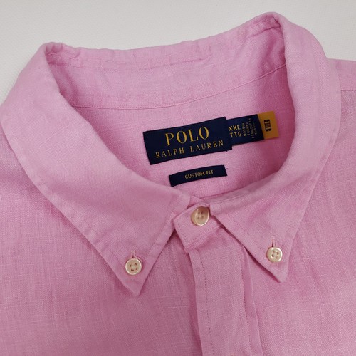 Ralph Lauren Leinen Hemd 2XL Herren Rosa Lachs Sommer Langarm Custom Fit Smart - Bild 3 von 18