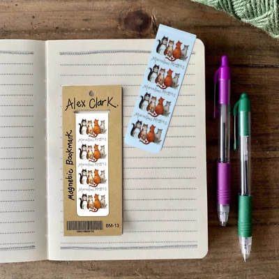 Alex Clark Marvellous Moggies Cat Magnetic Bookmark Page Finder Bookmarks Gift