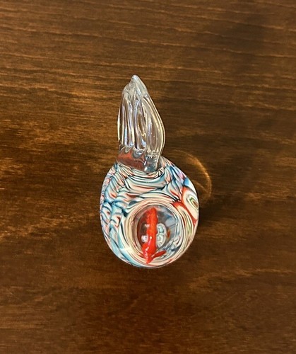 (2) VTG Hand Blown Art Glass Paperweights Millefiori Hen & Red Swirl Chick READ - Picture 6 of 18