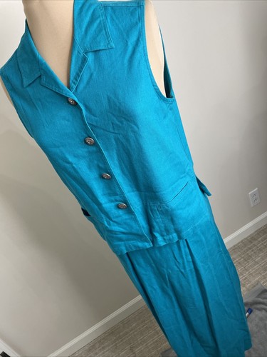 Stonebridge Mujer Azul Teal Falda Top Conjunto Dos Piezas Traje de Negocios De Colección Talla M - Imagen 7 de 12