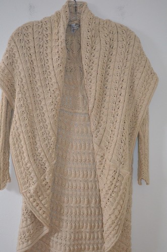 Cotton by Autumn Cashmere Beige 100% Cotton Open Knit Cardigan Sweater Size L - Picture 5 of 18