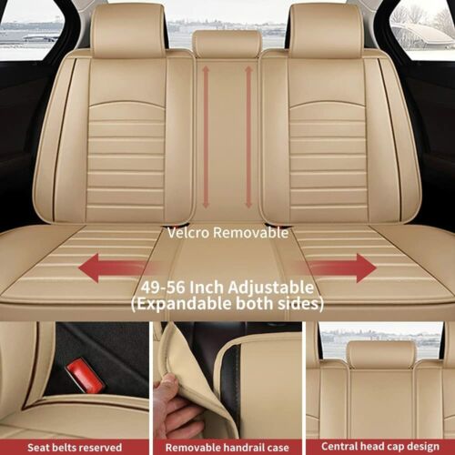 2025 PU Leather Car Cushions Mat Cover For Audi Full Set 5 Seater Beige Interior - Picture 13 of 22