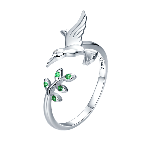 Anillo de plata esterlina Voroco S925 precioso dije de pájaro circonita cúbica para mujer joyería de belleza - Imagen 1 de 12