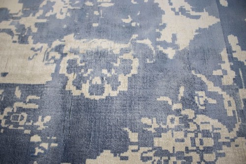 Modern Distressed Floral Design 9X9 Hand-Loomed Square Rug Wool Decor Carpet - Picture 7 of 16