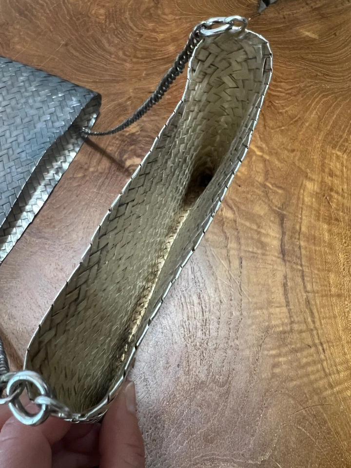 Cartera tejida a mano mexicana vintage PLATA ESTERLINA Foto 4 de 4