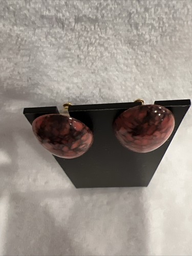 Vintage MONET Pink Turqouise Look Oval Post Earrings 1"Long .075"wide - Picture 2 of 8