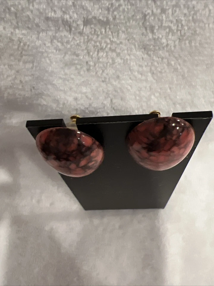 Винтажные овальные серьги MONET с розовой бирюзой шириной 1 дюйм 0,075 дюйма - Изображение 2 из 4