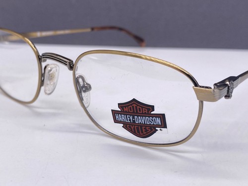 Men Eyeglasses Frames Gold Round Oval Brown HD 42 Vintage - Picture 4 of 13