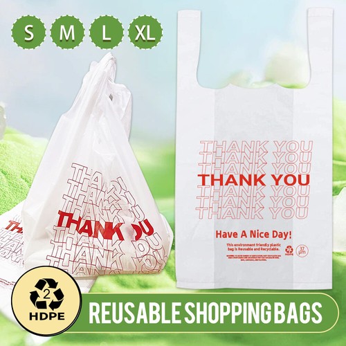 1000X Heavy Duty Reusable Recyclable Singlet Bags Grocery Shopping Checkout Bags