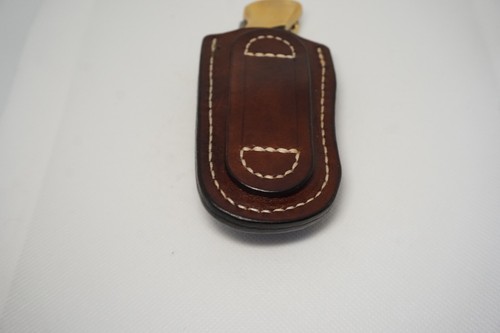 handmade buck 112 leather sheath dark brown waxed upright Sheath Only - Picture 5 of 12