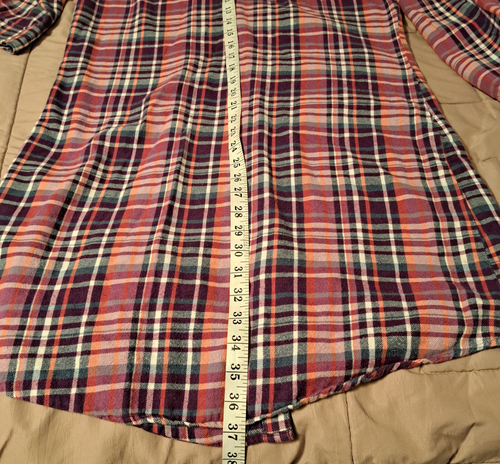 Woolrich Women's Medium Red Plaid Flannel Long Sleeve Button Grandpa Sleepshirt - Picture 7 of 10