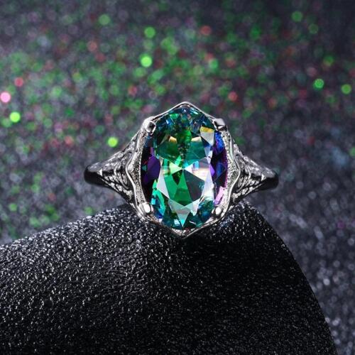 Anillo Topacio Místico Fuego Arco Iris Genuino Anillo Plata Esterlina 925 Joyería Fina Gif - Imagen 15 de 25