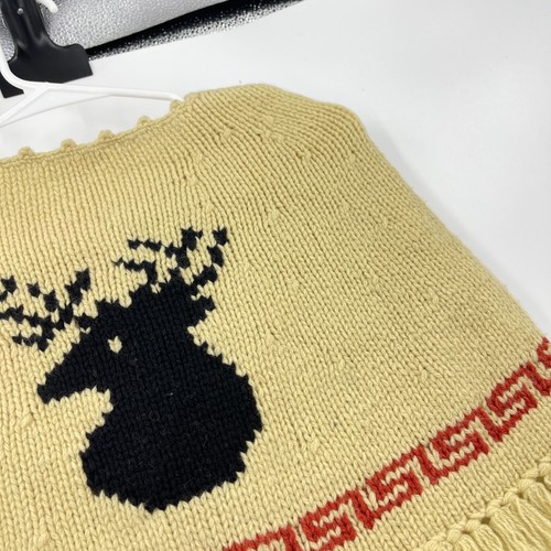 Bonpoint Kids Poncho Brown Black Reindeer Tassel Fringe Merino Wool Vintage 4 - Picture 5 of 6