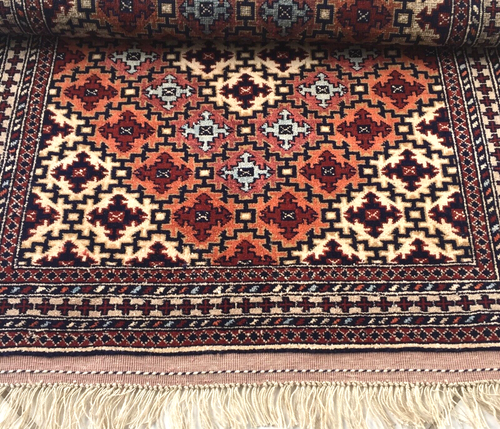 Afghan Teppich Handgeknüpft Orient Herati Turkmen Seide Wolle Beige Rug Carpet - Bild 5 von 8