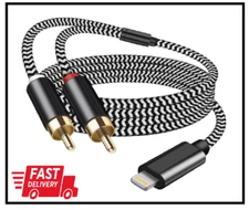 [MFi Certified] 6.6FT Lightning to RCA Cable Audio Aux Adapter