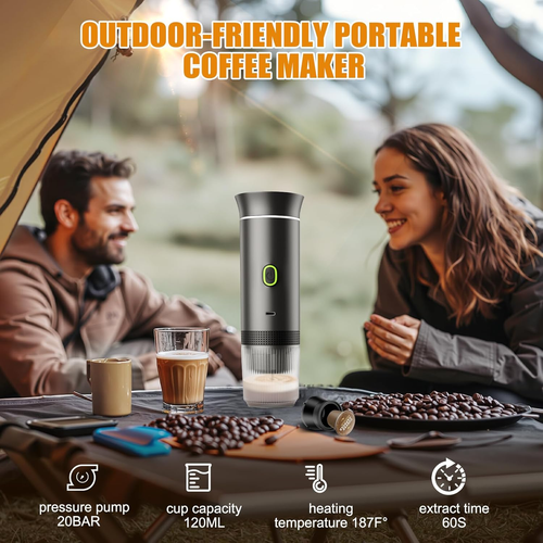 Portable Electric Espresso Maker, 20 Bar Mini Travel Coffee Maker, Expresso Coff - Picture 2 of 8