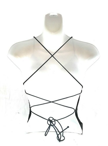 Kleine Größe Metallnetz glänzend sexy Top Neckholder rückenlos für Party Club Abschlussball (Neu) - Bild 57 von 64