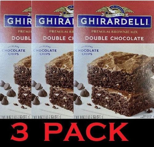 Ghirardelli PREMIUM Doble Chocolate Chips BROWNIE Mezcla Caja 18 OZ - PAQUETE de 3 - Imagen 1 de 4