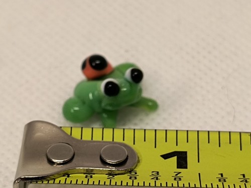 Miniature Glass Frog W/ Ladybug 9/16"Wide x 9/16" Length x 1/2" Tall - Picture 6 of 6