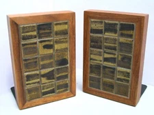 Vintage MCM Martz Marshall Studios Pair TILE & Walnut Bookends