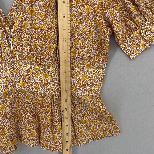 NWT J.Crew Puff-sleeve V-neck top in scattered blooms Womens Size 14 Orange - Picture 6 of 12