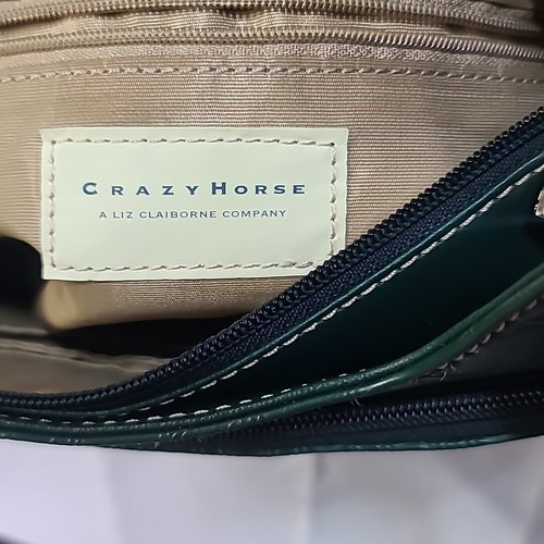 Liz Clairborne Crazy Horse Dark Green Vintage Handbag - Picture 7 of 14