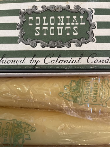 Vintage Colonial Stouts Candles of Hyannis 10” Yellow One Pair NEW IN BOX - Picture 2 of 7