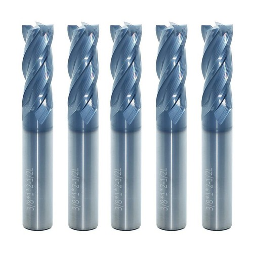 5Pcs 4 Flute Solid Carbide 3/8" x 1" x 2-1/2" End Mills - AlTiN Coated