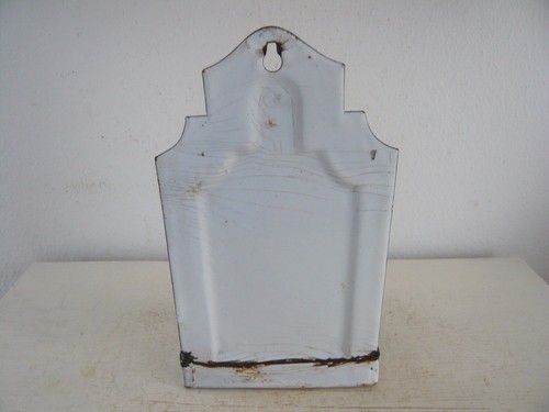 Alte Emaille Seifenschale Wandhalter Ablage Emaile Weiss Blau Vintage Landhaus - Bild 9 von 12