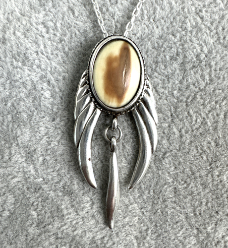 Vintage Orange Spiny Oyster Pendant Sterling Silver 20" Chain Necklace Navajo - Picture 3 of 15