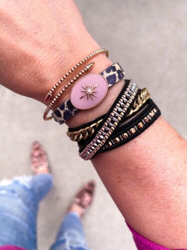 BRACCIALE STELLA E PUNTO ARTIGIANALE ORO COLOMBA NERA AVVOLGENTE, NUOVO CON SCATOLA! - Foto 2 di 3