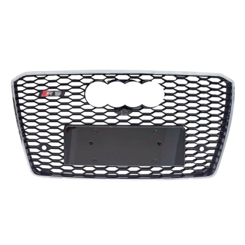 For Audi A8 S8 2015 2016 2017 2018 Honeycomb Mesh Chrome Frame Grille RS8 Style - Picture 2 of 3