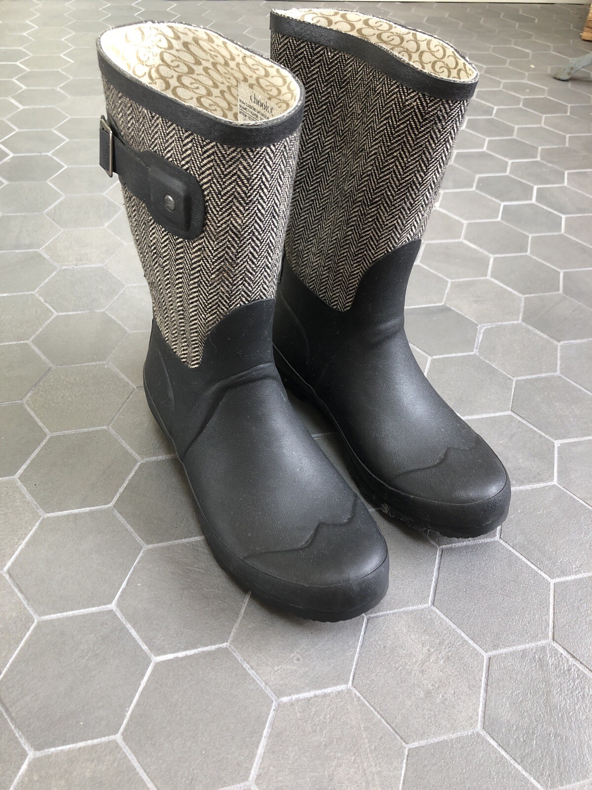 herringbone rain boots
