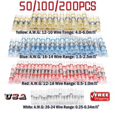 200/50x Solder Seal Sleeve Heat Shrink Butt Wire Connectors Terminals Waterproof