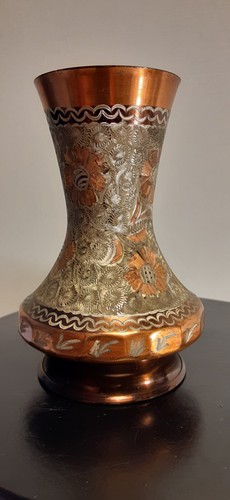 Vintage Brass Erzincanlilar Copper Turkish Flower Vase Hand Made - Picture 2 of 13