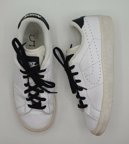 Nike 4Y Tennis Shoes Classic Premium Hole Punch Sneakers Black White 834123-101 - 第 1/12 張圖片