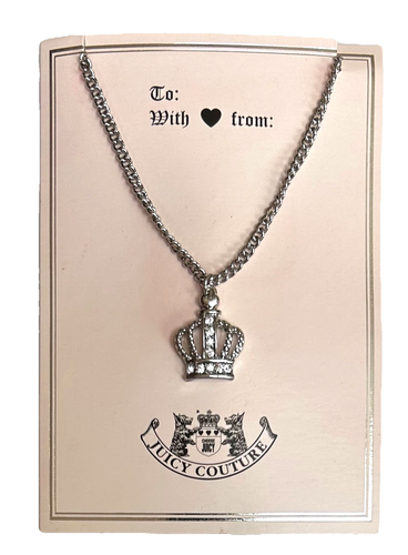 Juicy Couture 17" silberfarbene Halskette mit Krone Anhänger/Kunsted Edelsteine ~ Neu mit Etikett/Neu in Verpackung ~ edel! - Bild 2 von 3
